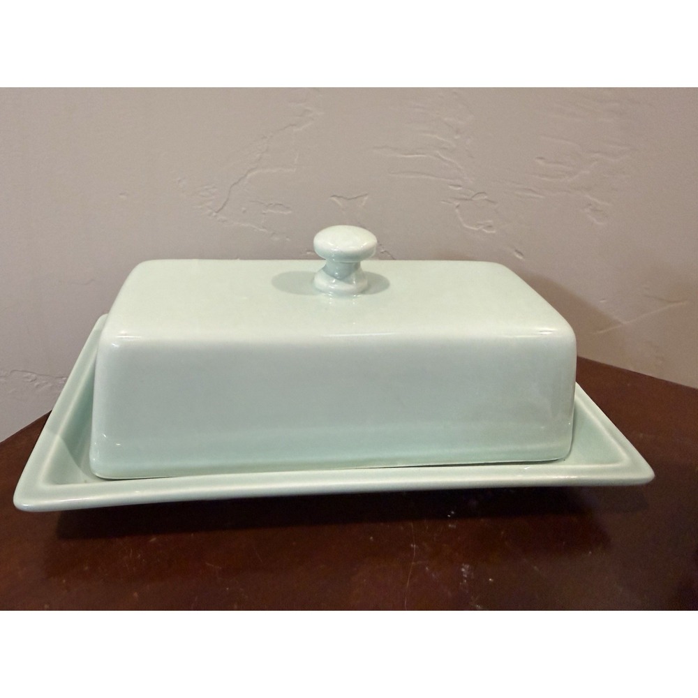 Martha Stewart Seafoam Mint Green Ceramic Covered Butter Dish Stoneware With Lid